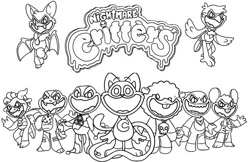 Coloring page Poppy Playtime 4 - Nightmare Critters