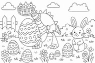 Lámina para colorear - Pascua de Resurrección - Poppy Playtime 4 - Pianosaurus