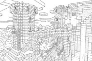 Dibujo para colorear - Castillo - Minecraft