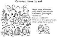 Hoja para colorear - en alemán: Osterhas, komm zu mir!
 - rima de pascua