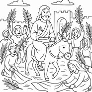 Dibujo para colorear - Jesús entra en Jerusalén - Pascua cristiana