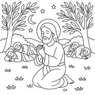 Dibujo para imprimir - Jesús orando en el jardín - Pascua cristiana