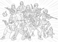 Ausmalbild - Das Kampfteam - Free Fire