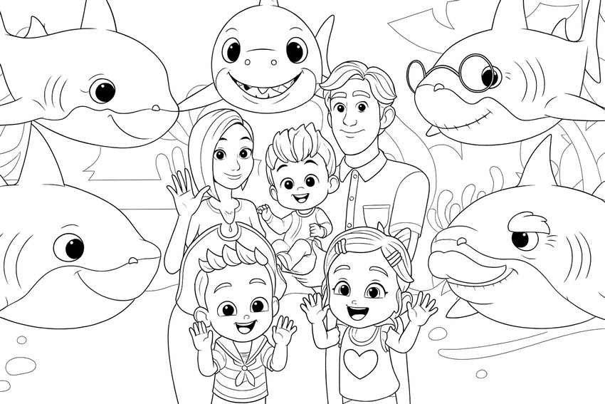 Kleurplaat De familie