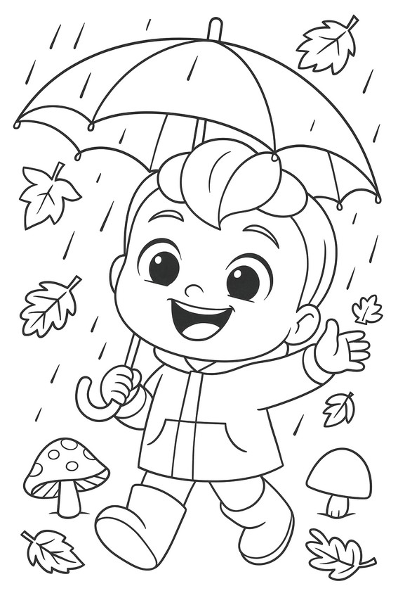色塗り用イラスト - 秋です - ベベフィン