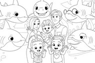 Lámina para colorear - La familia - Bebefinn