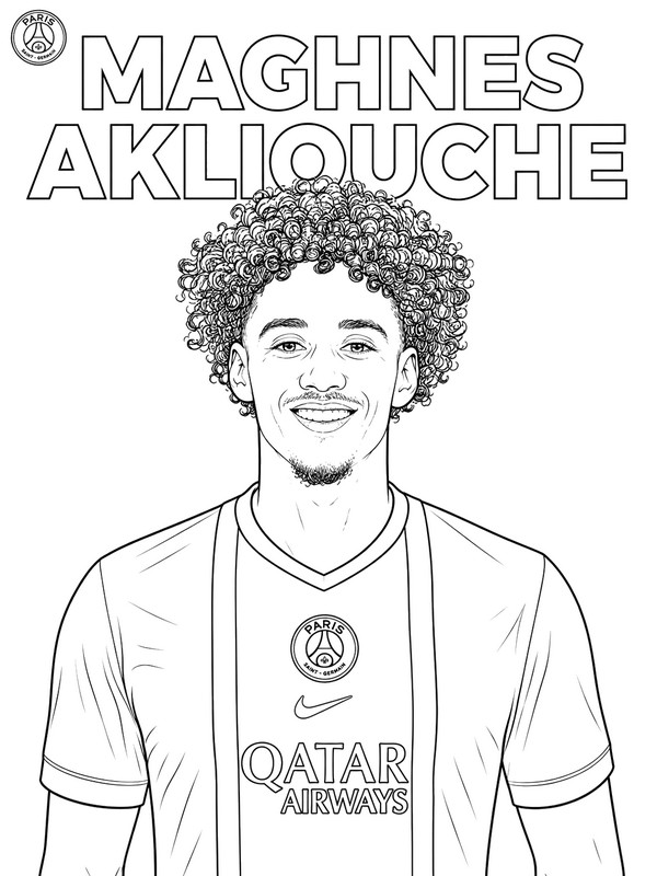 Printable coloring - Maghnes Akliouche - PSG Paris-Saint-Germain