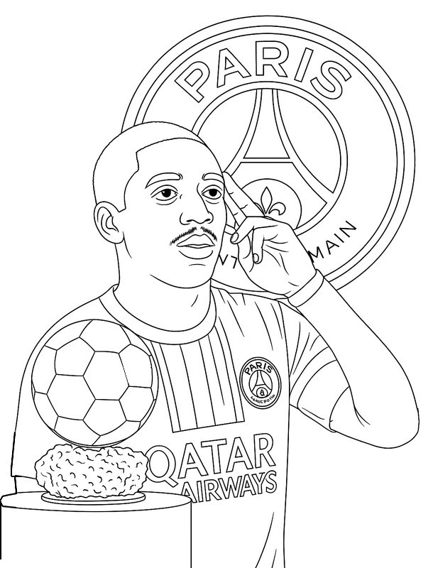Coloring page - Ousmane Dembélé - Ballon d'or - PSG Paris-Saint-Germain