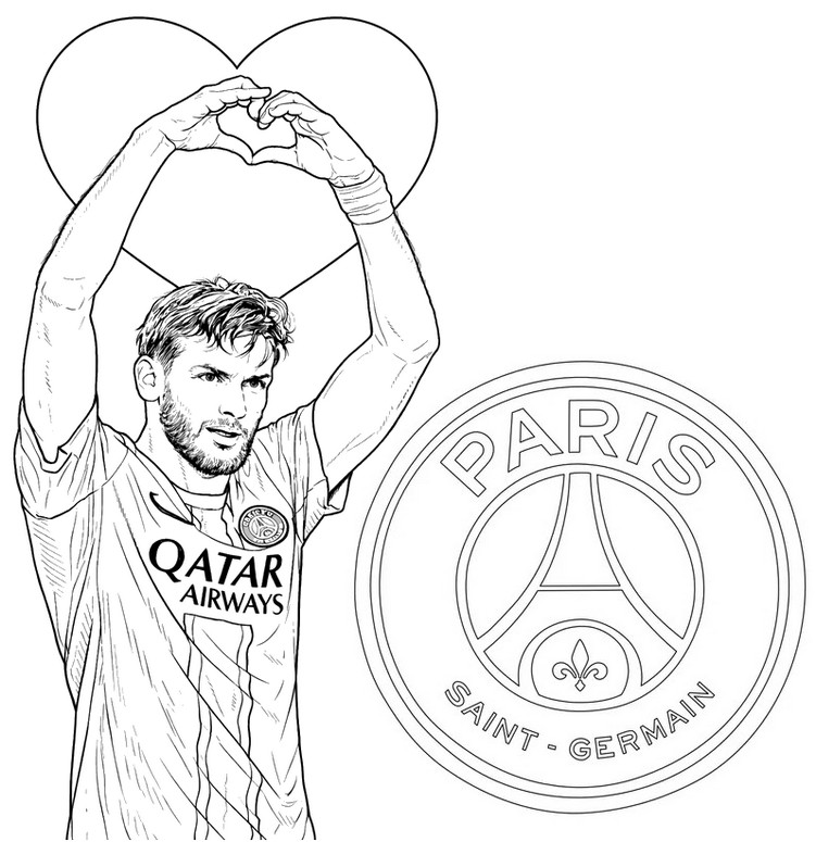 Free coloring page - Kvara (Khvicha Kvaratskhelia) - PSG Paris-Saint-Germain