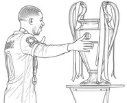 Coloriage à imprimer - Dembélé et la Ligue des Champions 2026 - PSG Paris-Saint-Germain