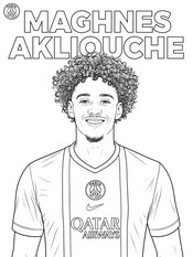 Coloring sheet - Maghnes Akliouche - PSG Paris-Saint-Germain