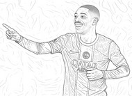 Lámina para colorear - Ousmane Dembélé - PSG Paris-Saint-Germain