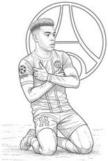 Lámina para colorear - Désiré Doué - PSG Paris-Saint-Germain