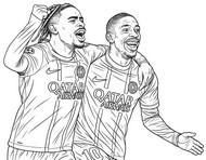 Dibujo para imprimir - Dembélé & Barcola - PSG Paris-Saint-Germain