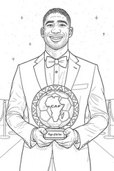 Karta do kolorowania - Hakimi, afrykański zdobywca Złotej Piłki - PSG Paris-Saint-Germain