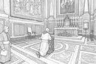 Imagen para colorear - De rodillas - Papa León XIV