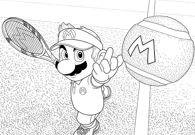 Coloring page - Mario Tennis Fever - Tennis 2025