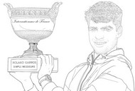 Lámina para colorear - Alcaraz - Roland-Garros - Tenis 2025