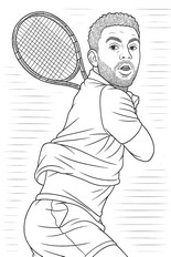 Dibujo para colorear - Arthur Fils - Francia - Tenis 2025