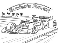 Hoja para colorear - Establo Ferrari - Fórmula 1