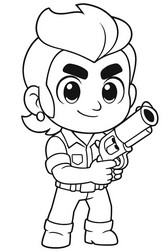 Dibujo para colorear - Colt - Brawl Stars - Chibi