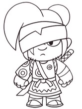 Lámina para colorear - Kenji - Brawl Stars - Chibi