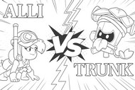 Dibujo para imprimir - Choque de los nuevos luchadores - Brawl Stars - Alli y Trunk