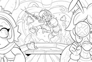 Imagen para colorear - La llamativa entrada de Alli - Brawl Stars - Alli y Trunk