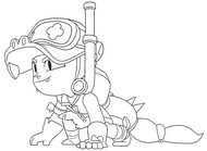 Hoja para colorear - El recién llegado intrépido - Brawl Stars - Alli y Trunk