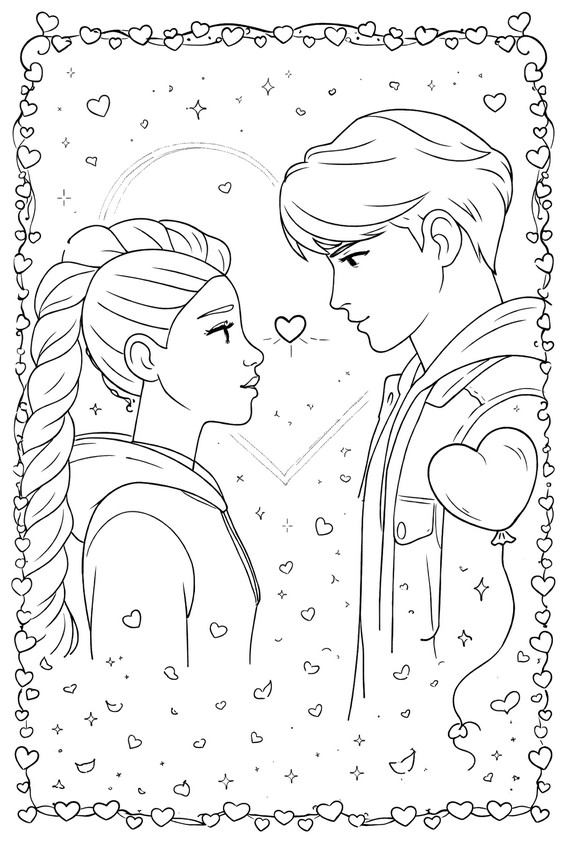 Kostenloses Ausmalbild - Valentinstag - KPop Demon Hunters