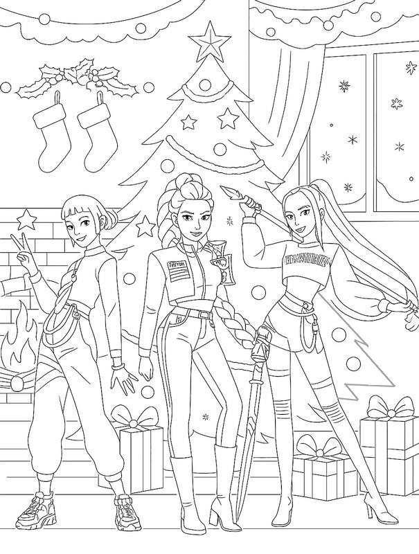 색칠할 그림 - 메리 크리스마스! - KPop Demon Hunters