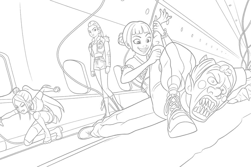 Dibujo para colorear Huntr/x en acción