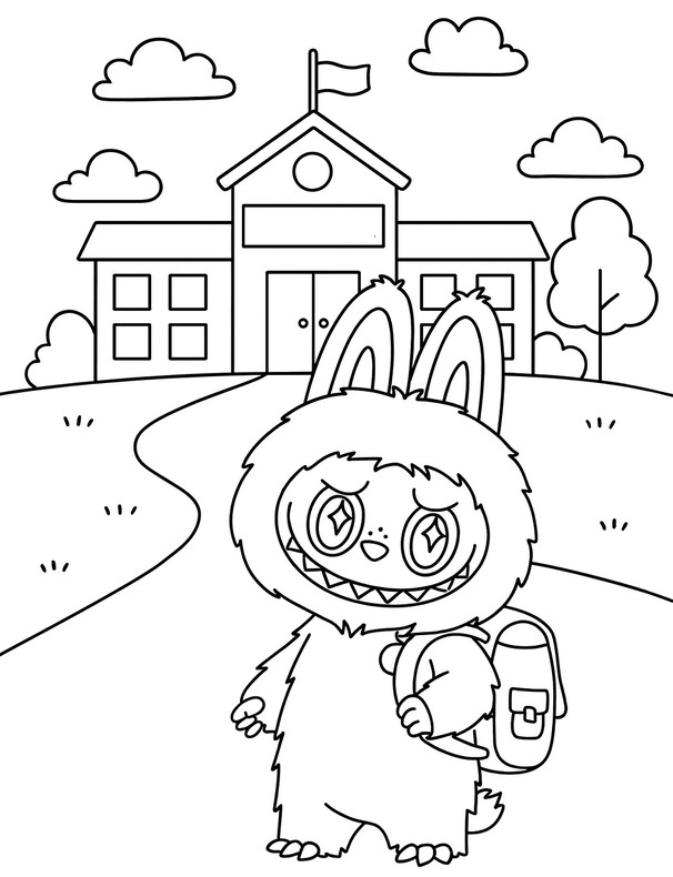 ダウンロードできる塗り絵 - 新学期 - Labubu ラブブ