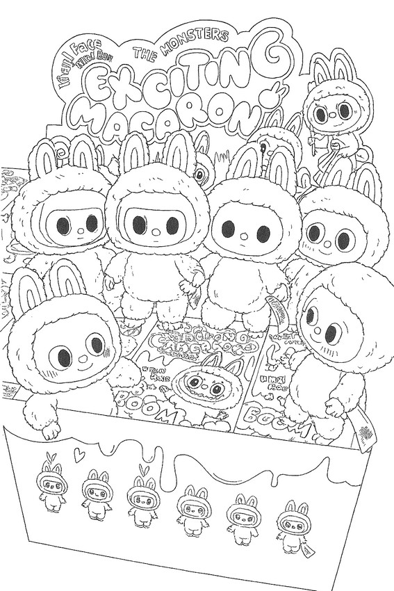 Imagen para colorear - Exciting Macaron - Labubu