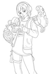 Tekening om in te kleuren - Battle Gamer Mae - Fortnite Shock 'N Awesome