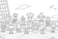 Downloadable coloring - All friends - Labubu x One Piece
