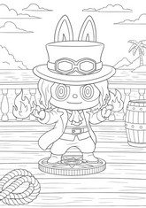 Free coloring page - Sabo - Labubu x One Piece