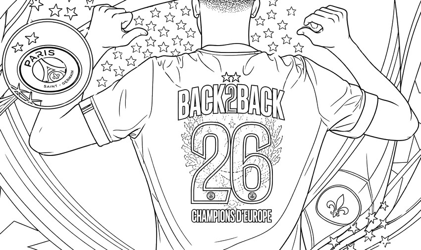 Dessin à colorier - Back-to-Back - Ligue des champions UEFA 2026