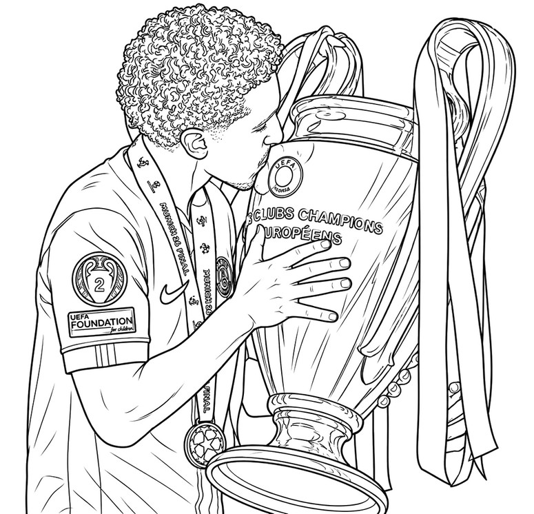 Coloriage - Marquinhos, le baiser de la victoire - Ligue des champions UEFA 2026