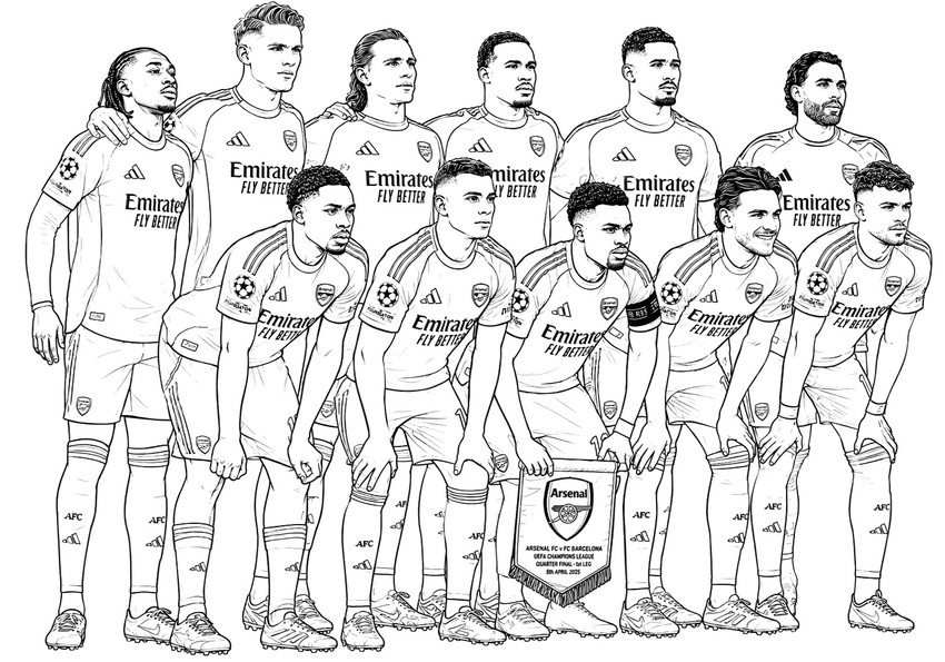 Bild att färglägga - Arsenal-laget - UEFA Champions League 2026