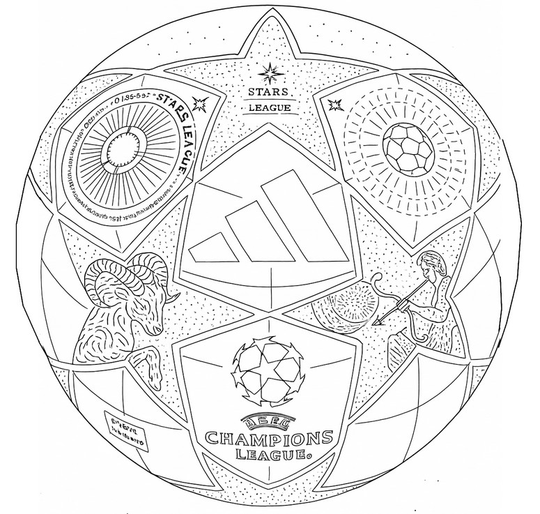 Free coloring page - Adidas ball - UEFA Champions League 2025