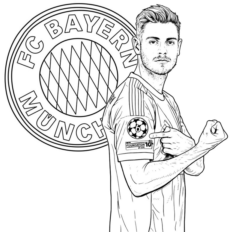 Folha para colorir - Josip Stanišić - Liga dos Campeões da UEFA 2025-2026