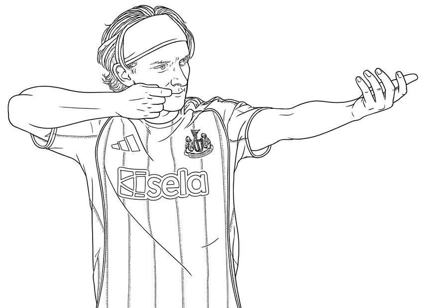 Coloriage à télécharger - Anthony Gordon - Ligue des champions UEFA 2025-2026