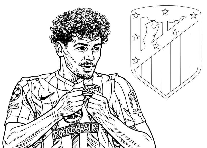 Coloring sheet - Johnny Cardoso (Atletico Madrid) - UEFA Champions League 2025-2026