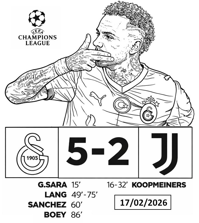 Kostenloses Ausmalbild - Noa Lang (Galatasaray) - UEFA Champions League 2025-2026