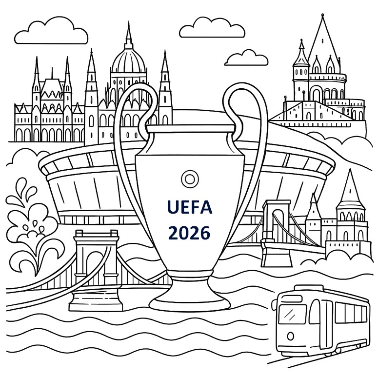 Printable coloring - Final in Budapest - UEFA Champions League 2025