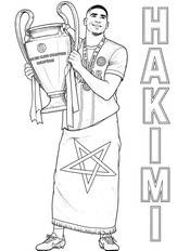 Coloriage gratuit - Hakimi - Ligue des champions UEFA 2026