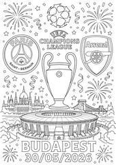 Gratis kleurplaat - Finale PSG tegen Arsenal - UEFA Champions League 2026