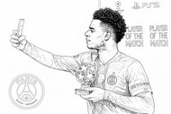 Downloadable coloring - Désiré Doué (PSG) - UEFA Champions League 2025-2026