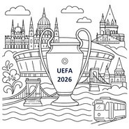 Coloring sheet - Final in Budapest - UEFA Champions League 2025